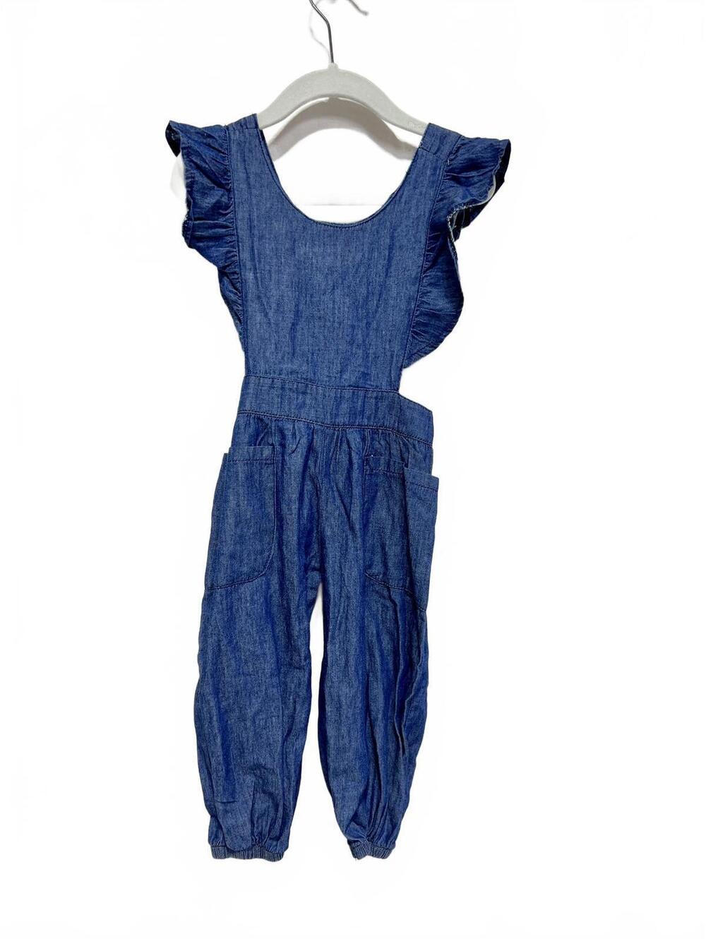 Children's Denim Overalls with Ruffle Sleeves Size 6 (120y (or 120 cm))